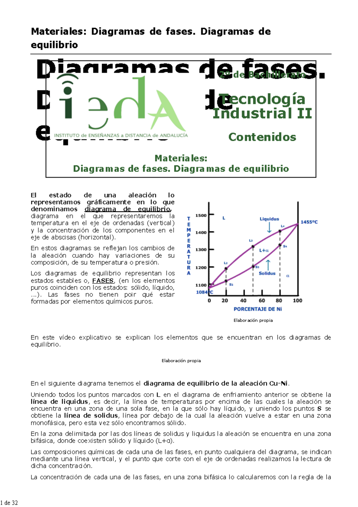 Diagramas de Fases y Equilibrio en Aleaciones - 2º Bachillerato TI II ...