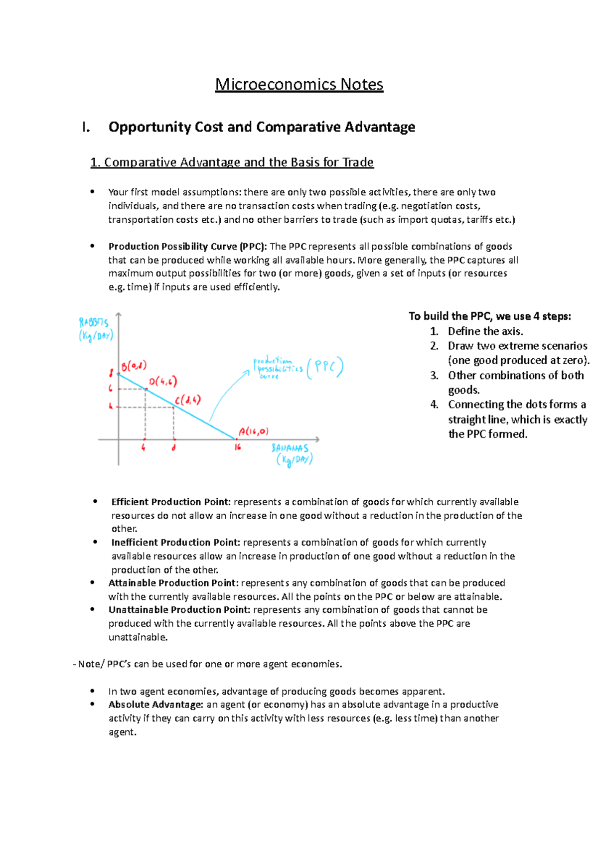 Microeconomics Notes - Opportunity Cost and Comparative Advantage 1 ...