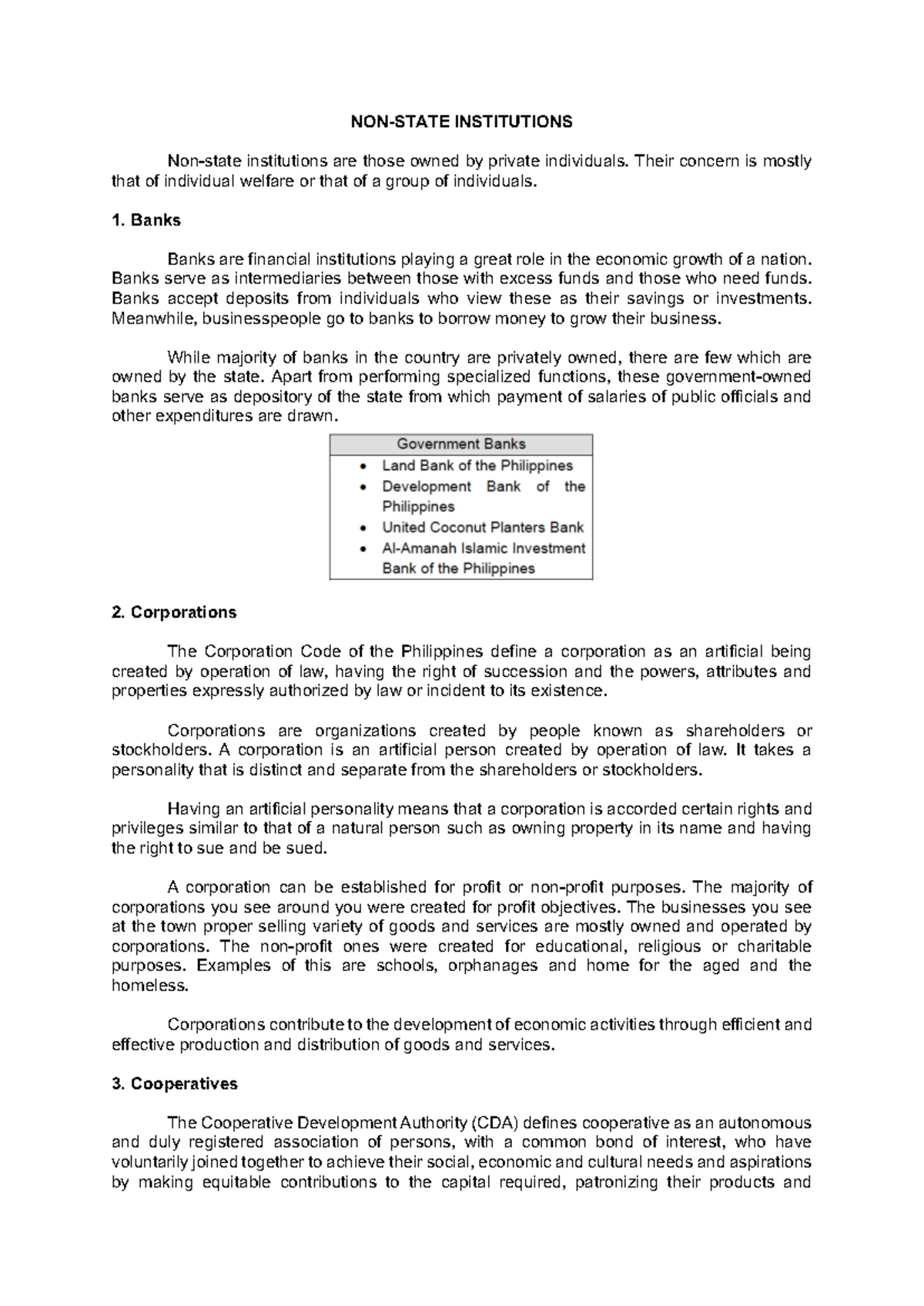 UCSP- Handout 2: Understanding the State and Its Institutions - Studocu