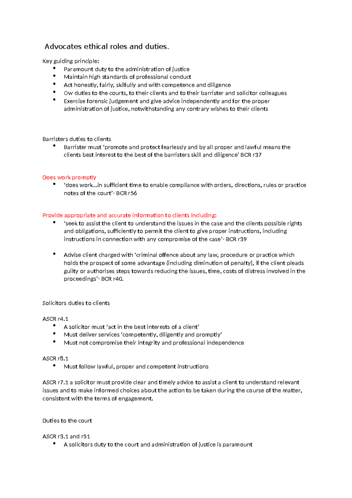 Ethical Responsibilities of Advocates: Key Principles and Duties - Studocu