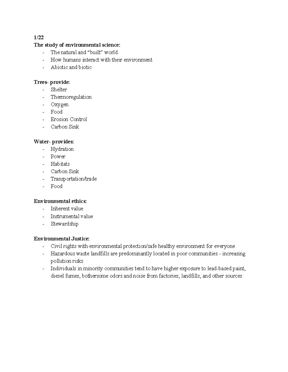 Envi 101 - 13 pages of lecture notes from ENVI 101 - 1/ The study of ...