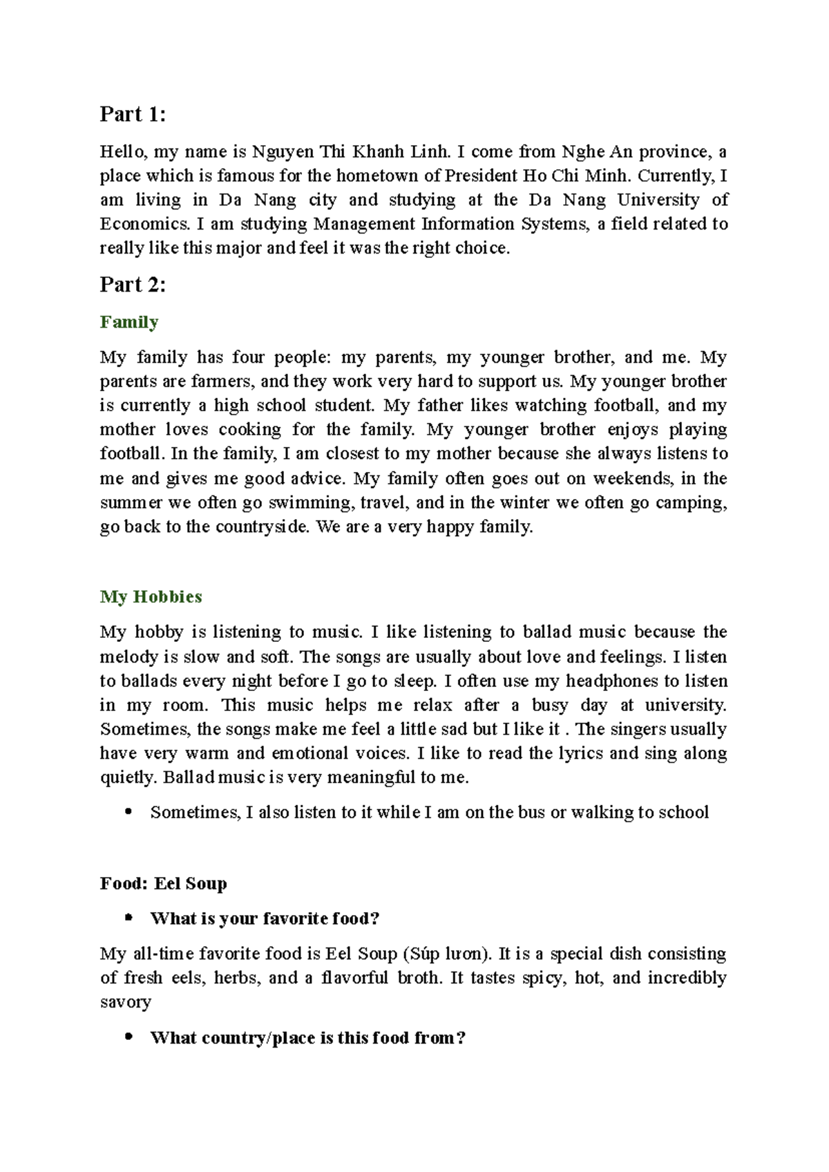 Speaking English - Sample Paragraphs for Practice - Studocu