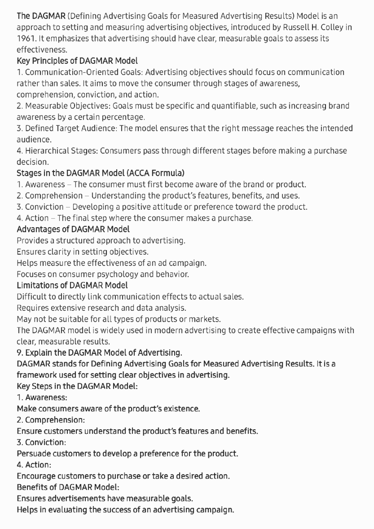 DAGMAR Model of Advertising: Goals, Measurement, and Effectiveness ...