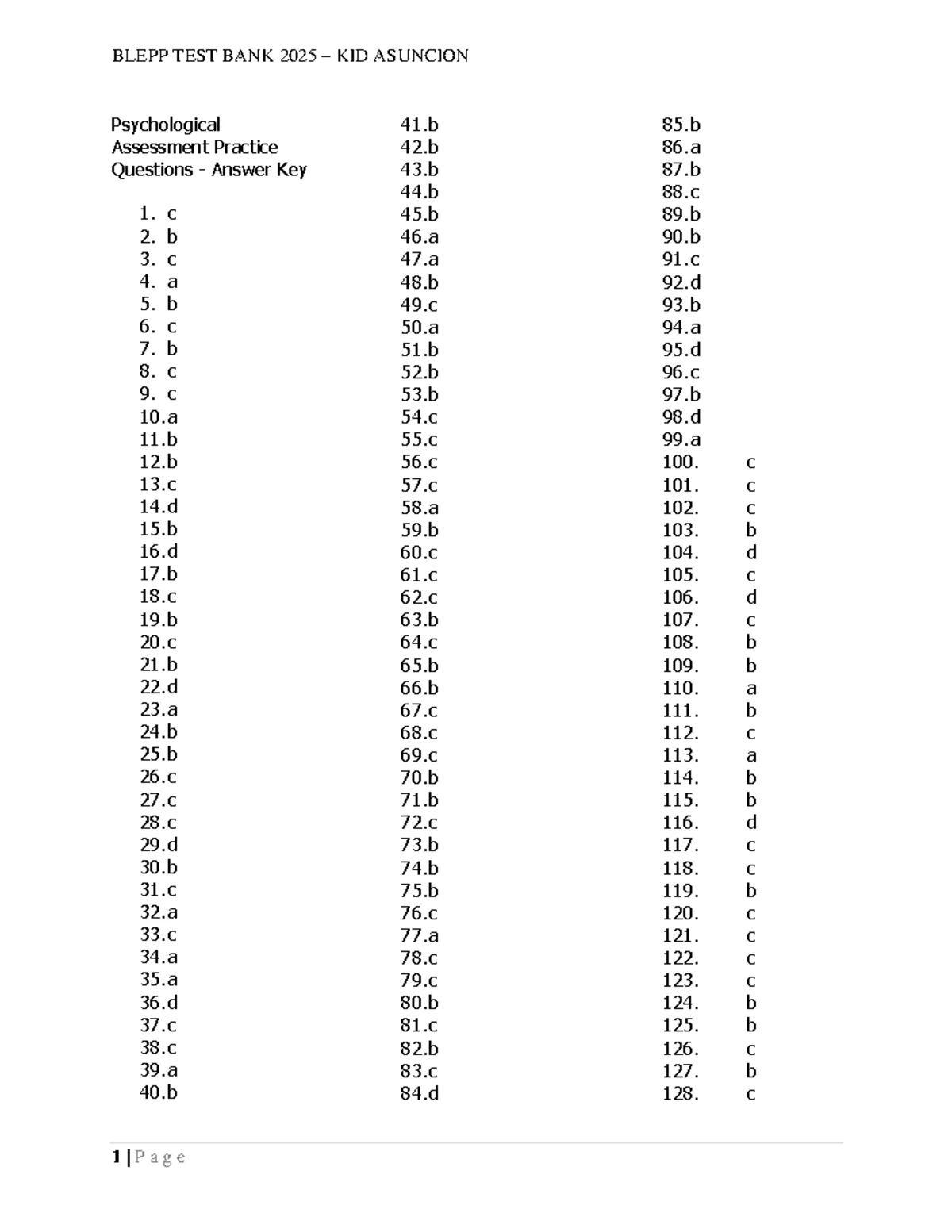 BLEPP TEST BANK 2025 – ABNORMAL PSYCHOLOGY ANSWER KEY - Studocu