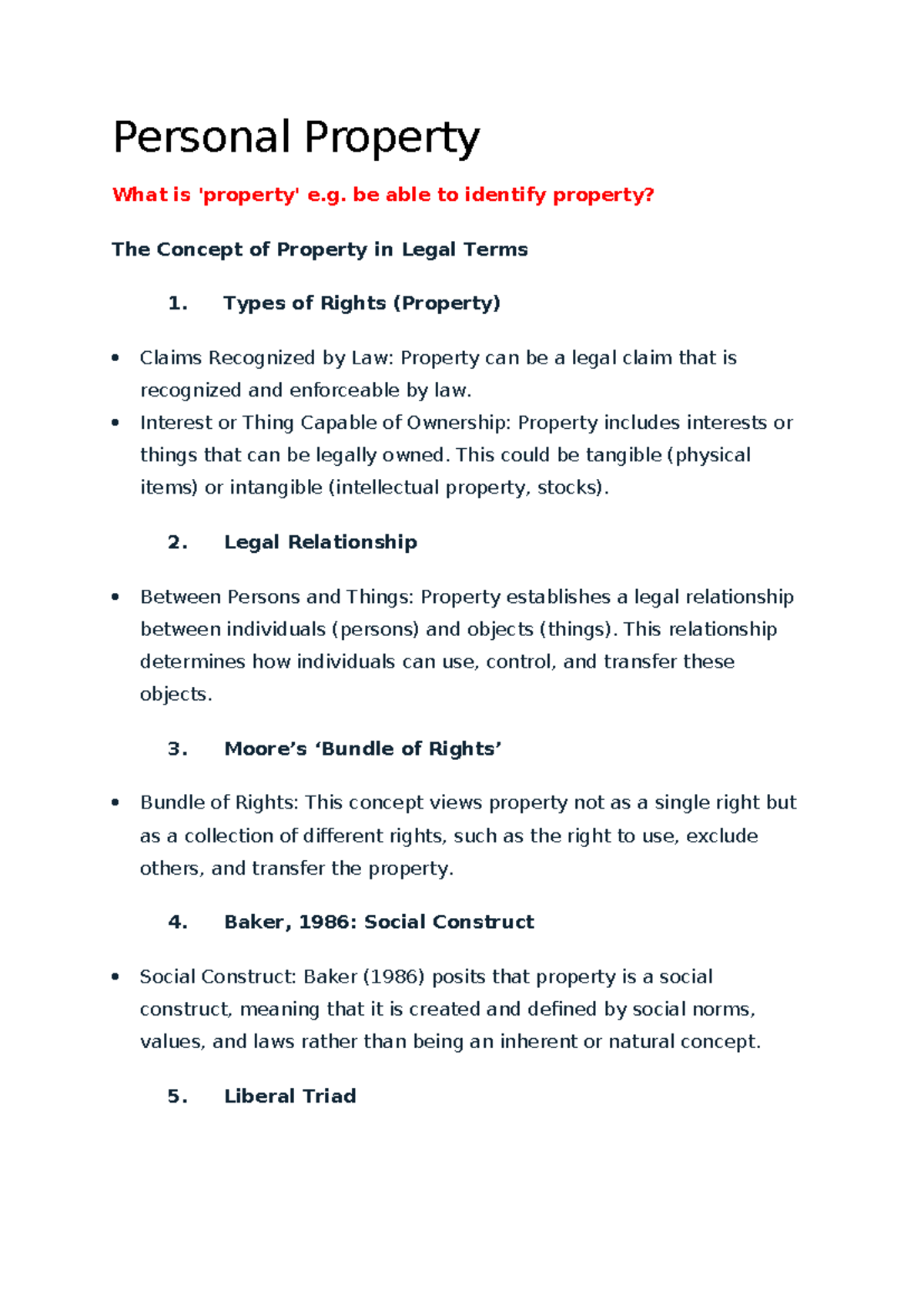 Understanding Property Rights: A Law 101 Overview of Concepts - Studocu