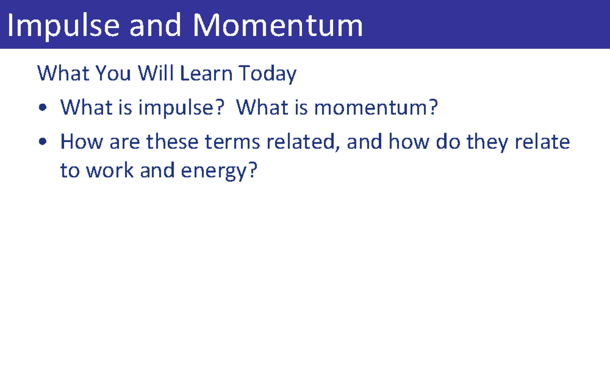Impulse and Momentum: Key Concepts and Applications (PHYS 101) - Studocu