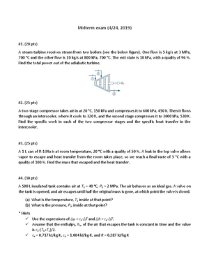 Sample-midexam - midterm example - Engineering Thermodynamics Spring ...