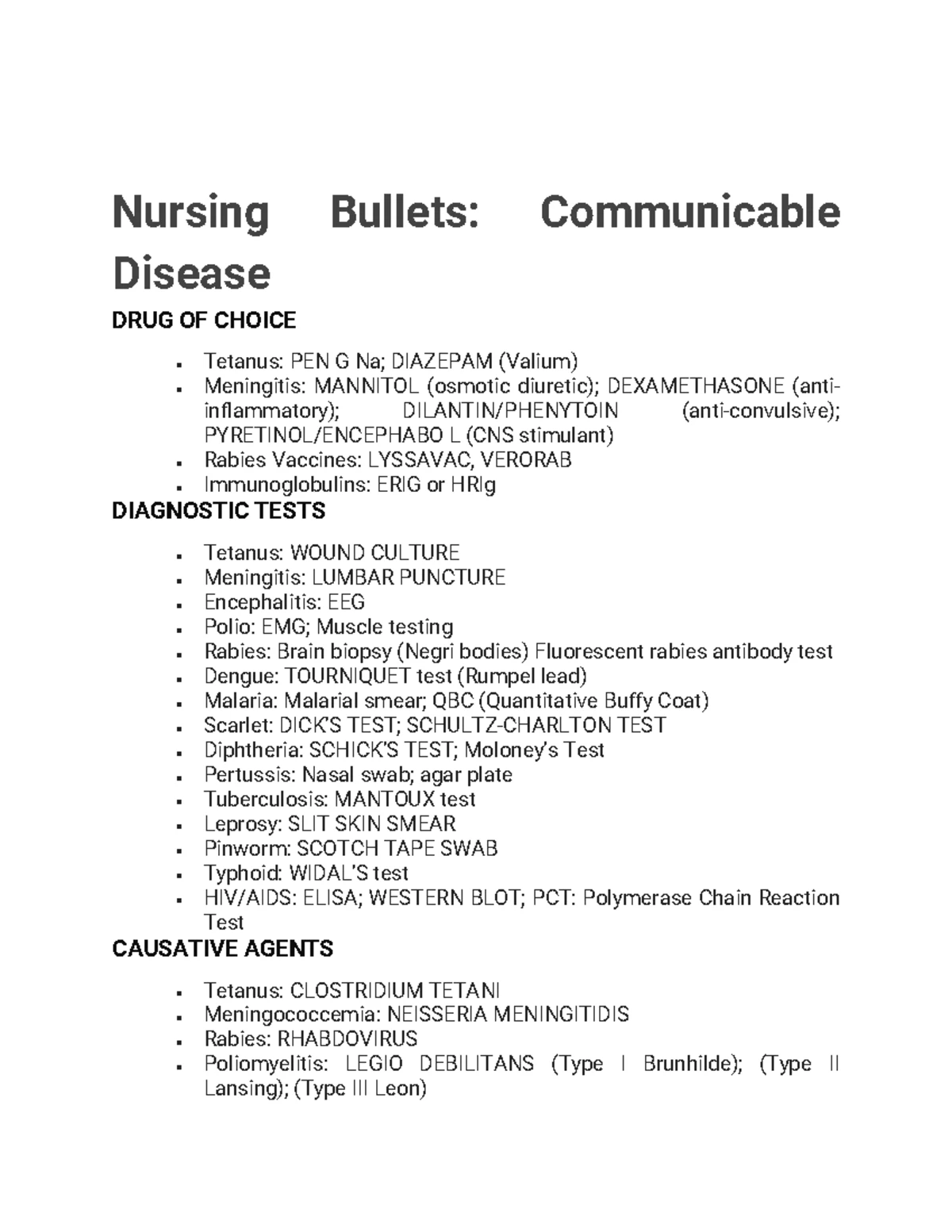 Pediatric Nursing Bullets: Key Points for Care and Management - Studocu