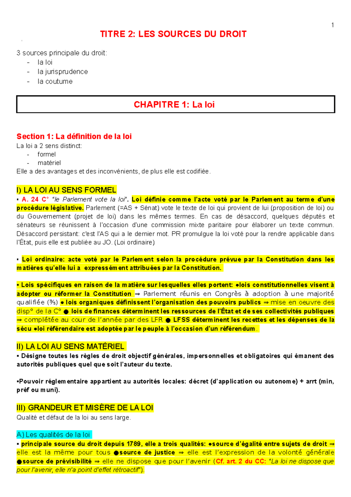 Civ-T2 LES Sources DU Droit - TITRE 2: LES SOURCES DU DROIT 3 sources ...