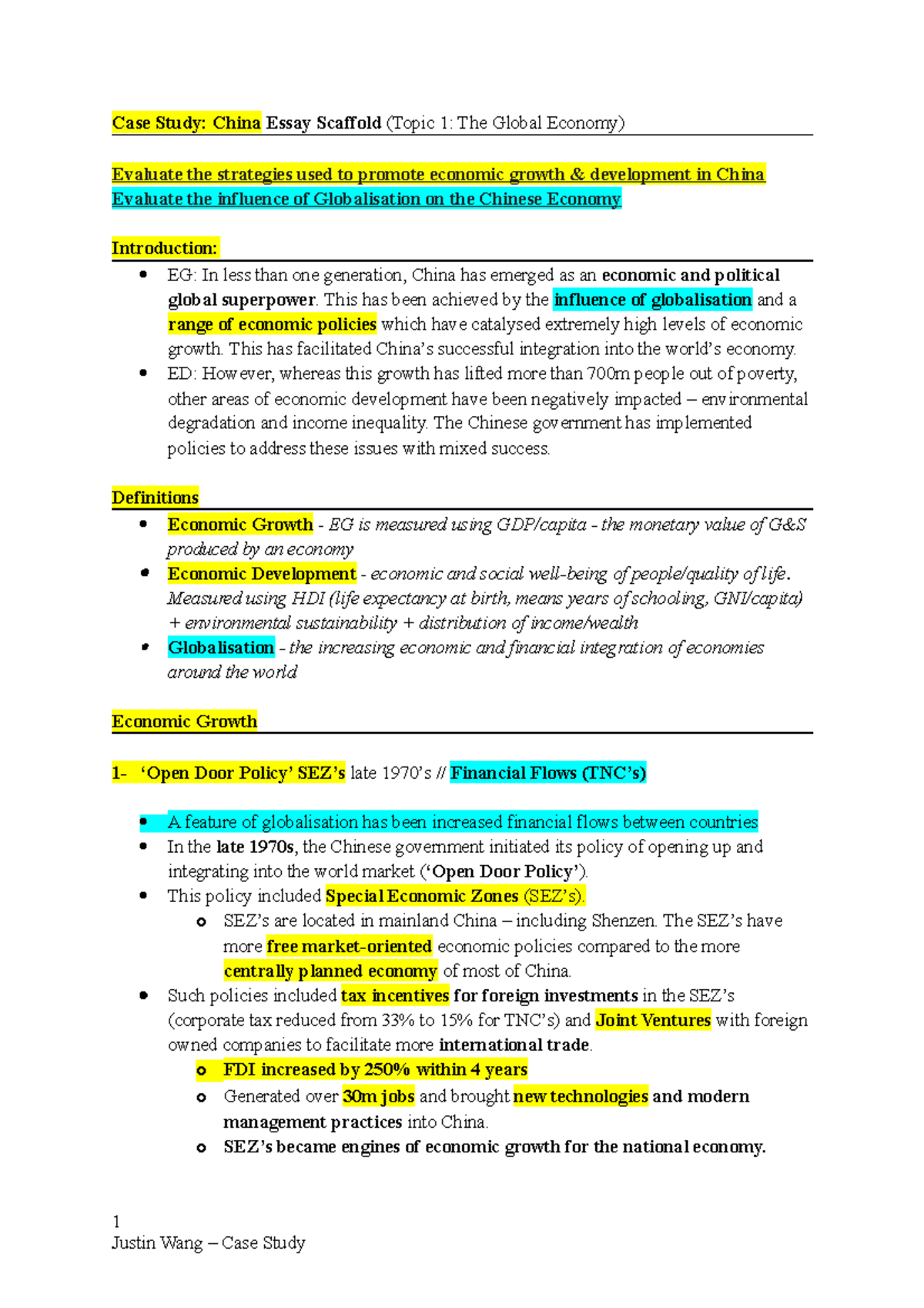 China Case Study Essay: Economic Growth & Globalisation Impact - Studocu