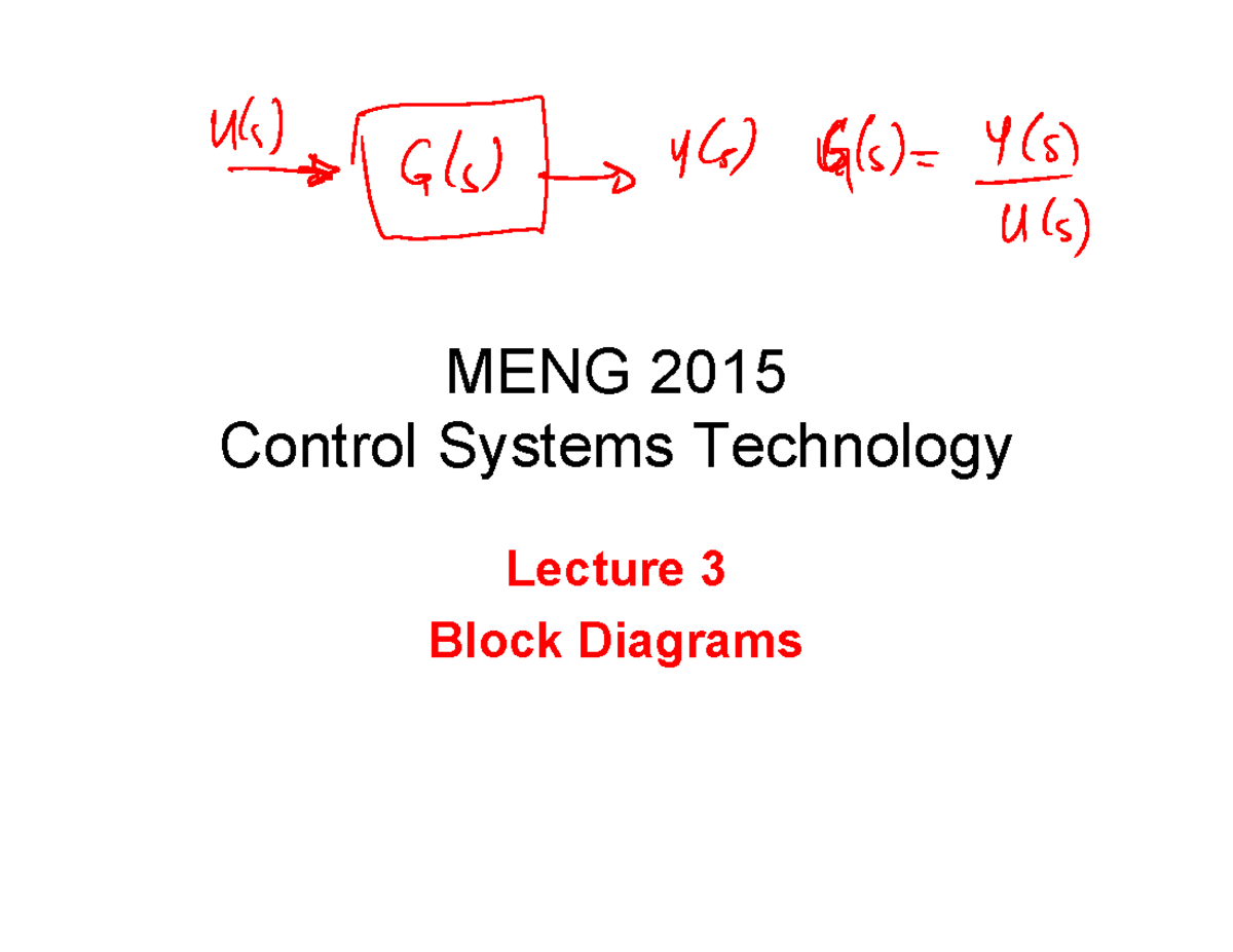 MENG2015 Lecture 3: Annotated Block Diagrams Overview - Studocu