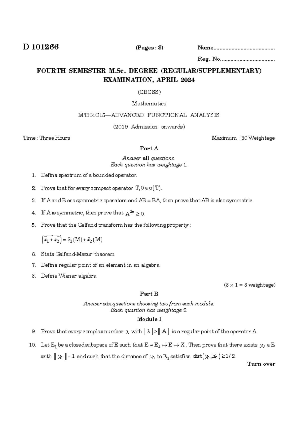 MTH 4E FUNCTIONAL ANALYSIS & TECHNIQUES IN OPERATIONS RESEARCH Exam ...