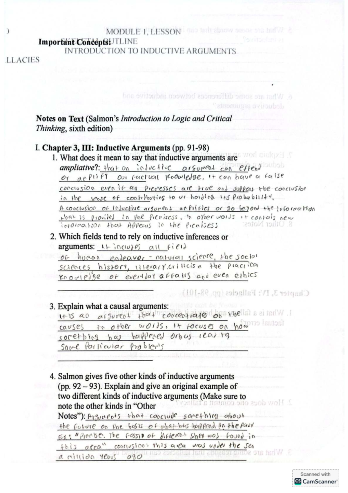 MODULE 1: Lesson on Inductive Arguments and Fallacies in Logic - Studocu