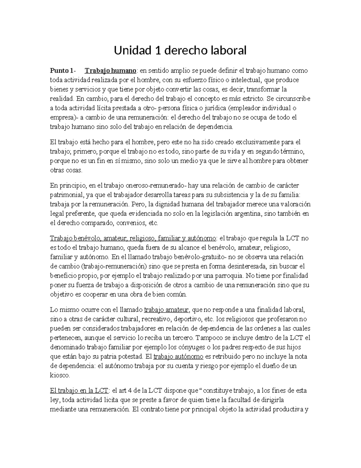 Resumen Completo de Derecho Laboral - Unidad 1 (LCT) - Studocu