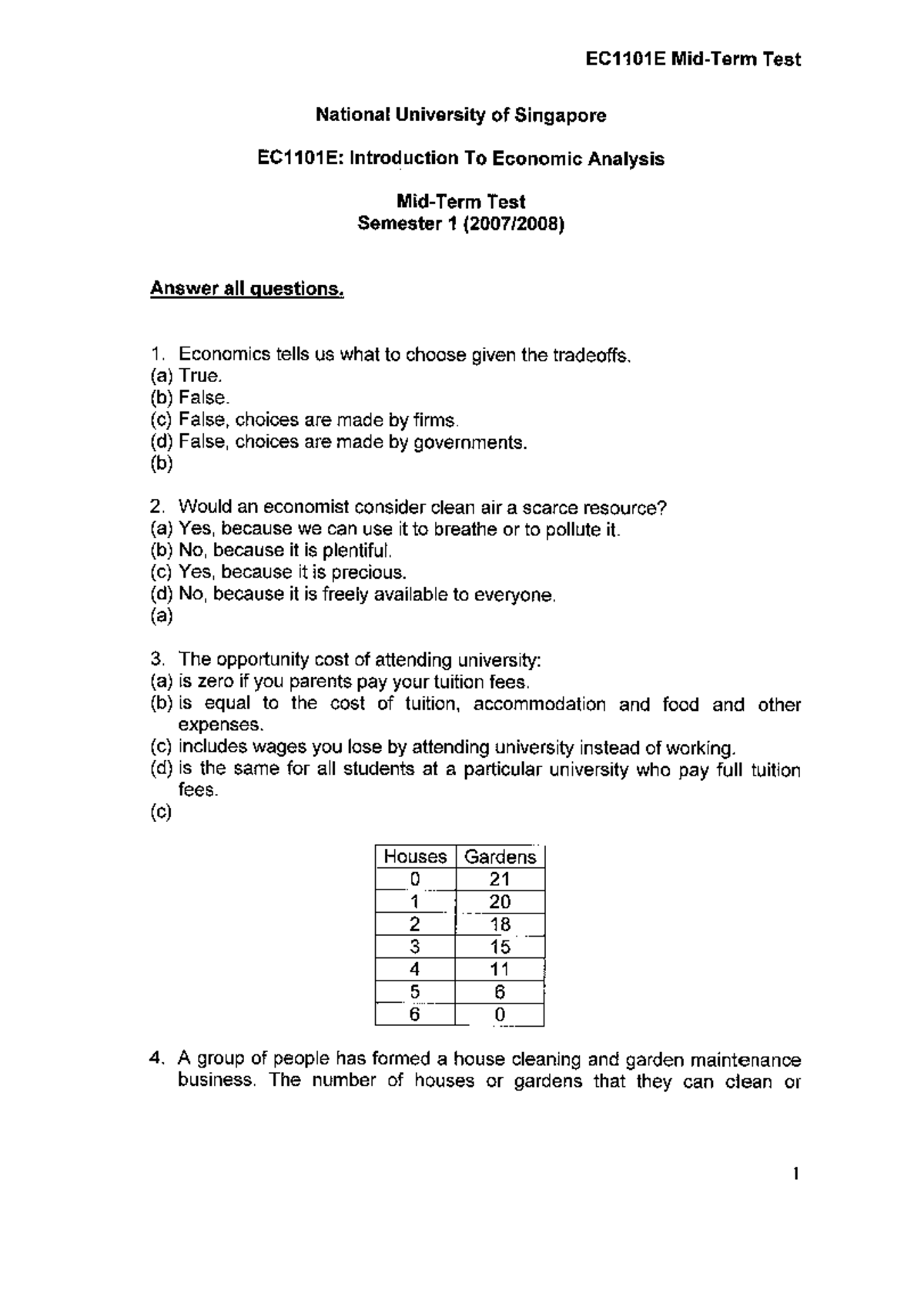 EC1101E Midterm Test 0708: Introduction to Economic Analysis - Studocu