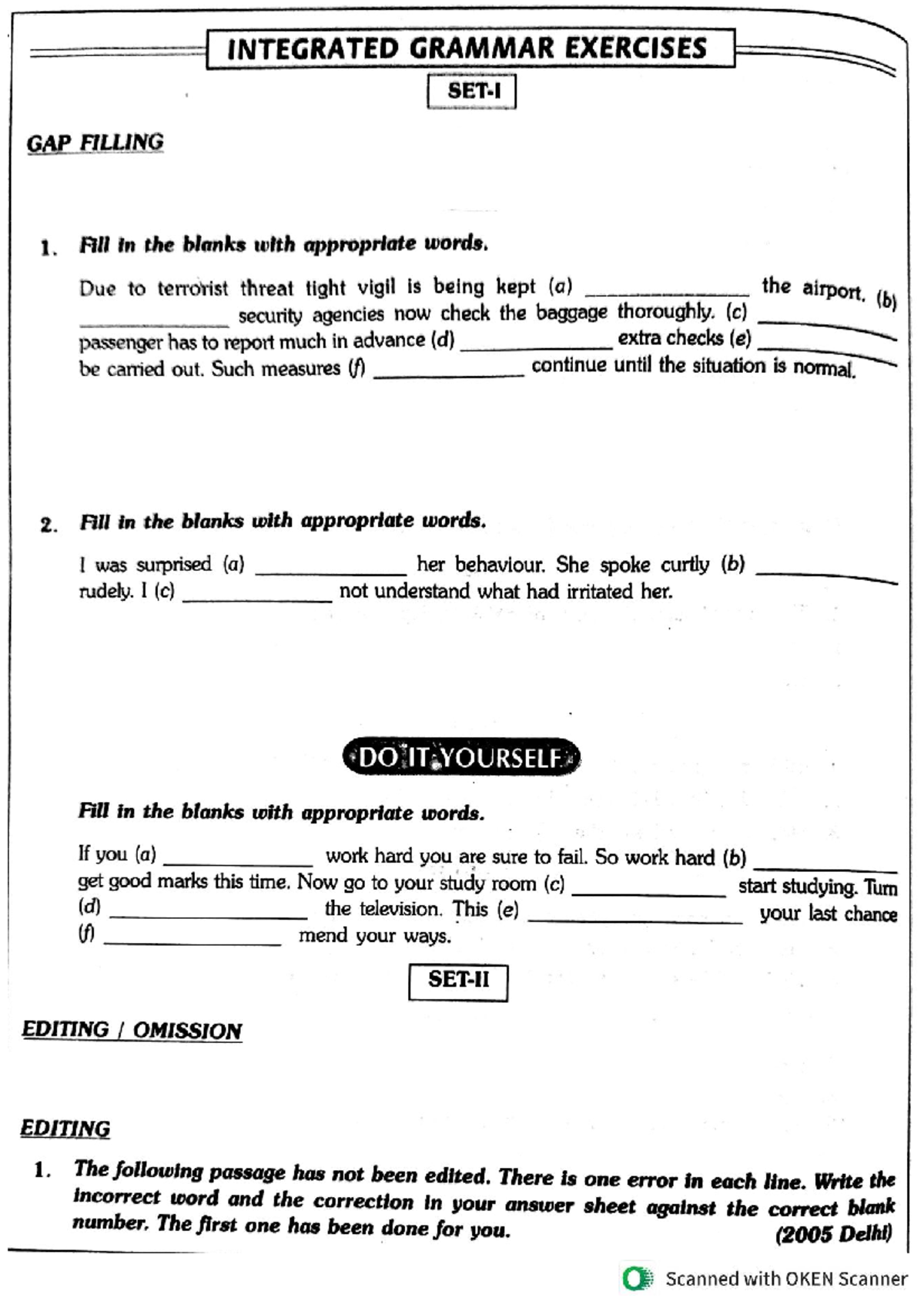 Integrated Grammar Exercises: Gap Filling & Editing (Course Code: 02-18 ...