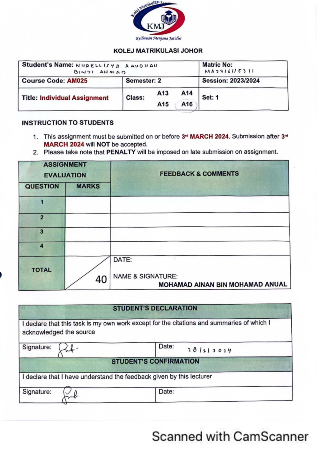 AM025 Individual Assignment: Differentiation & Integration Notes - Studocu