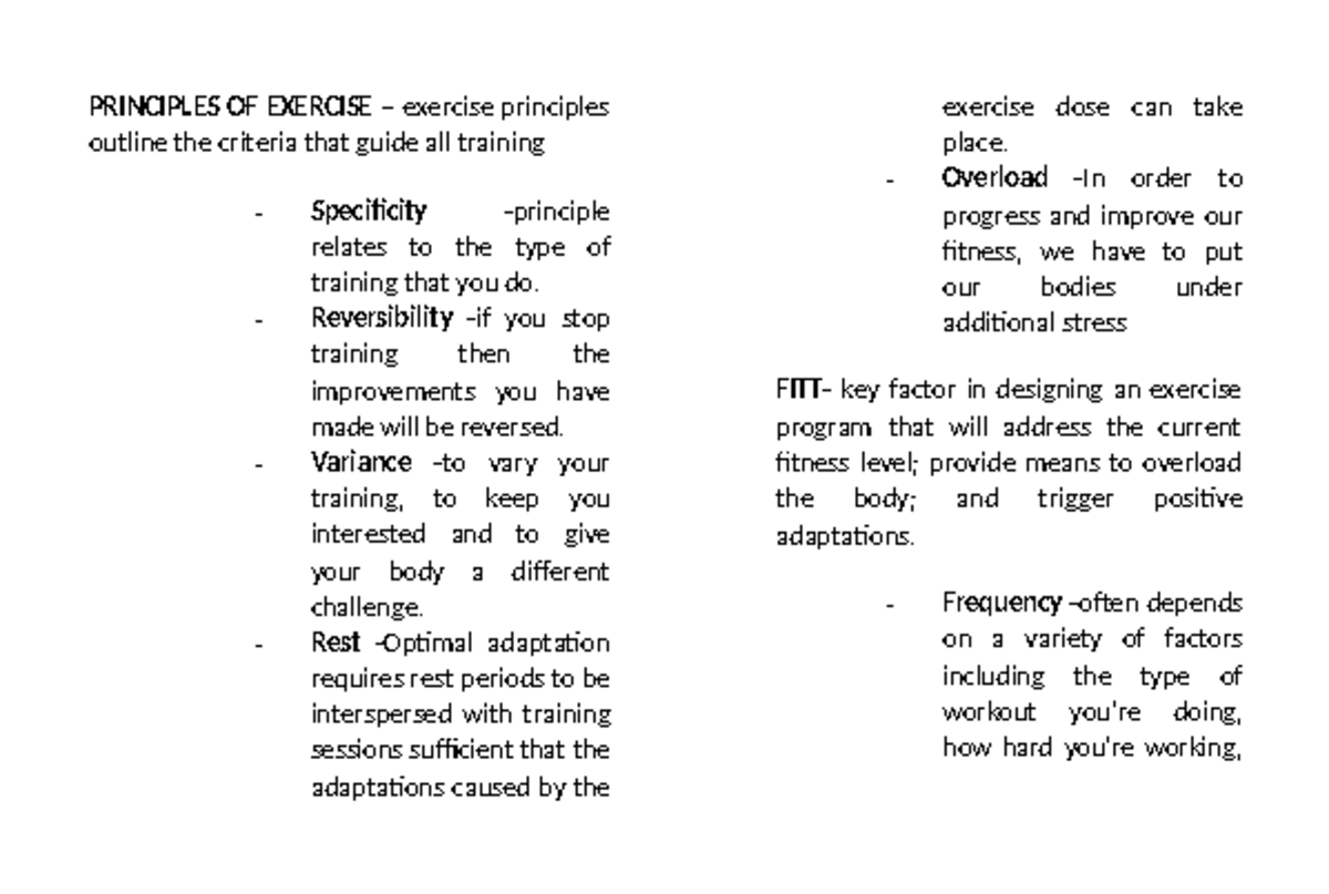 Principles of Exercise: Training Guidelines & Phases Explained - Studocu