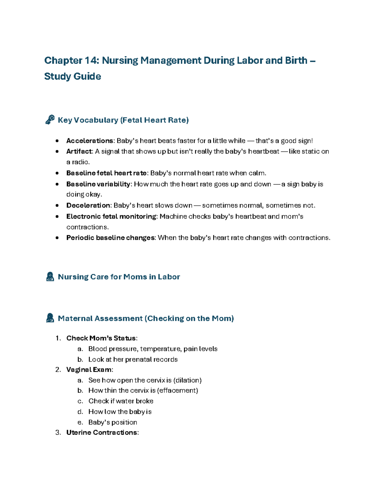 Chapter 14: Nursing Management During Labor & Birth Study Guide - Studocu