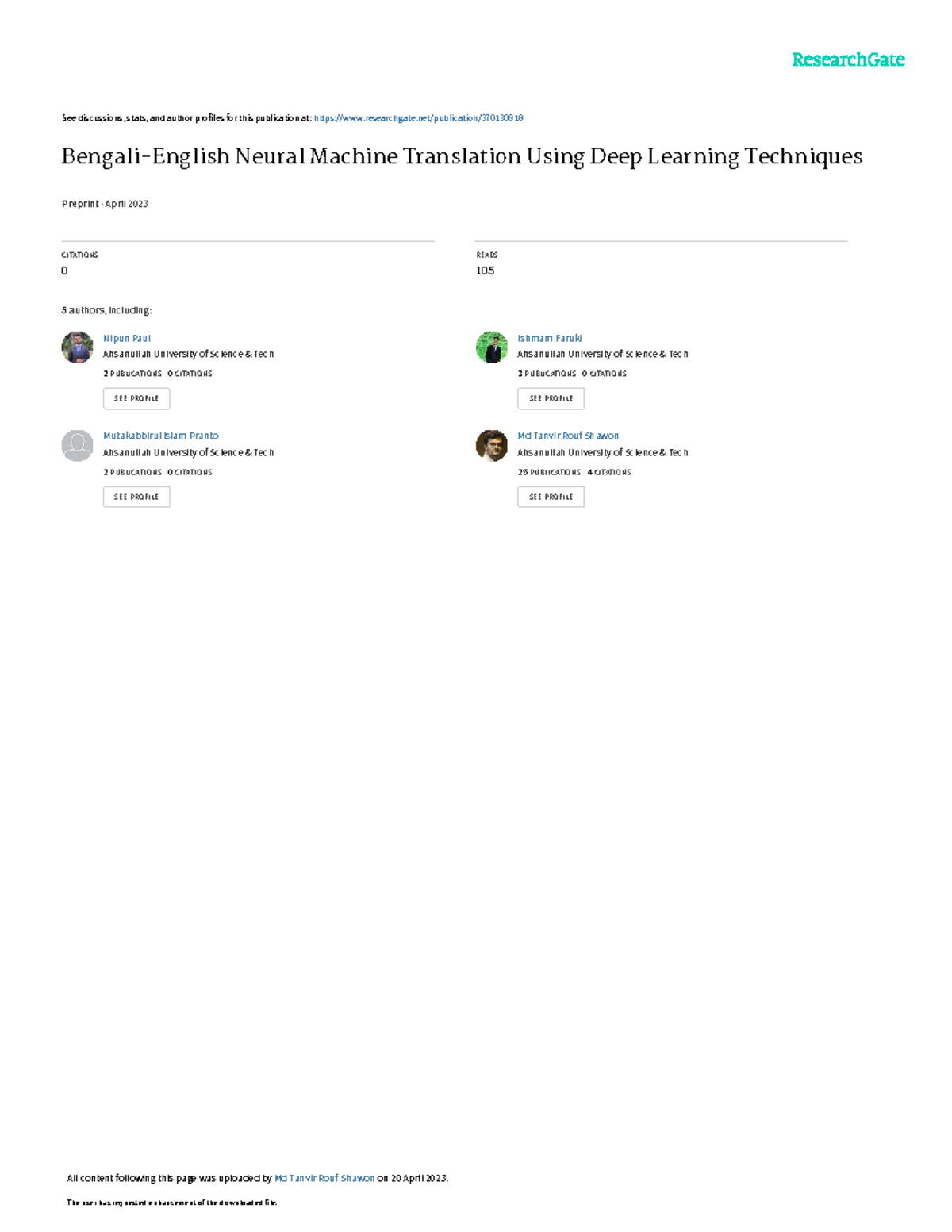 BENG 4: Deep Learning for Bengali-English Neural Translation - Studocu