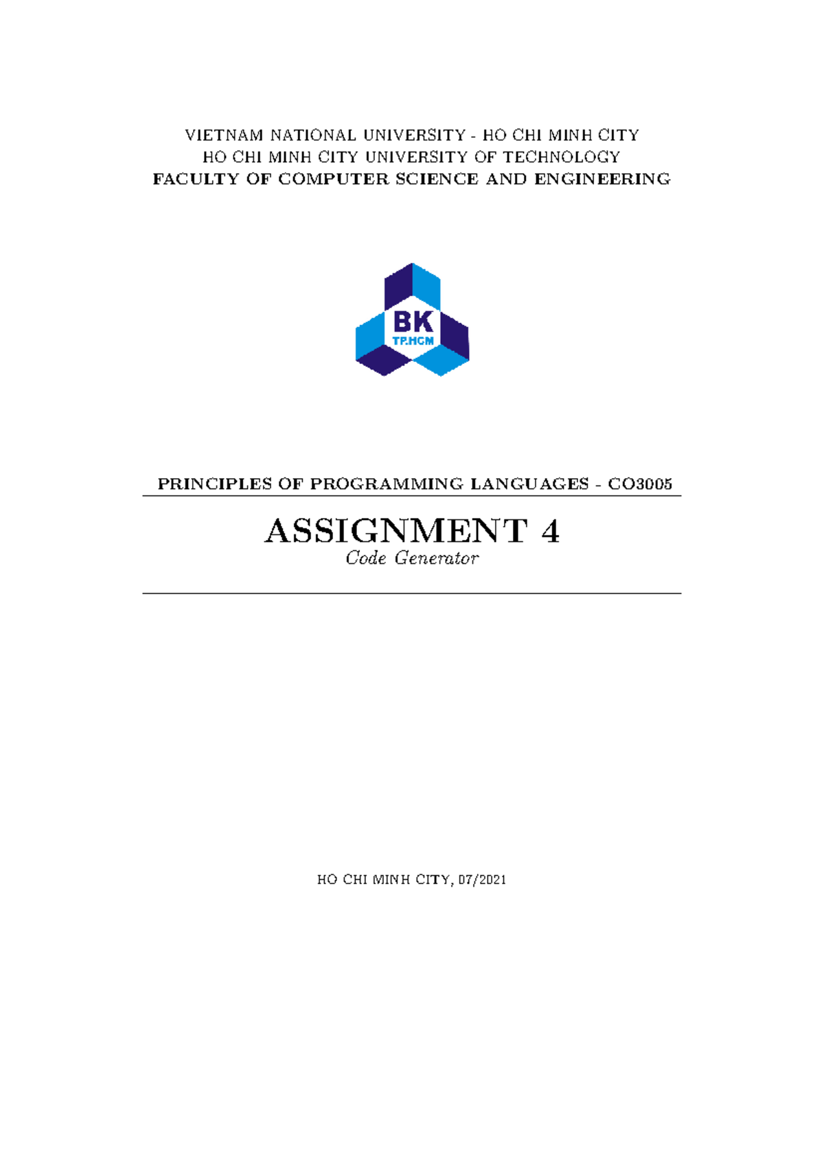 CO3005 Assignment 4: Code Generator for Principles of Programming ...