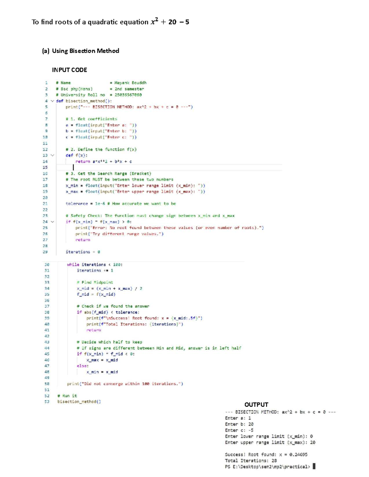 UNIT1 - Quadratic Equation Root-Finding Methods and Analysis - Studocu