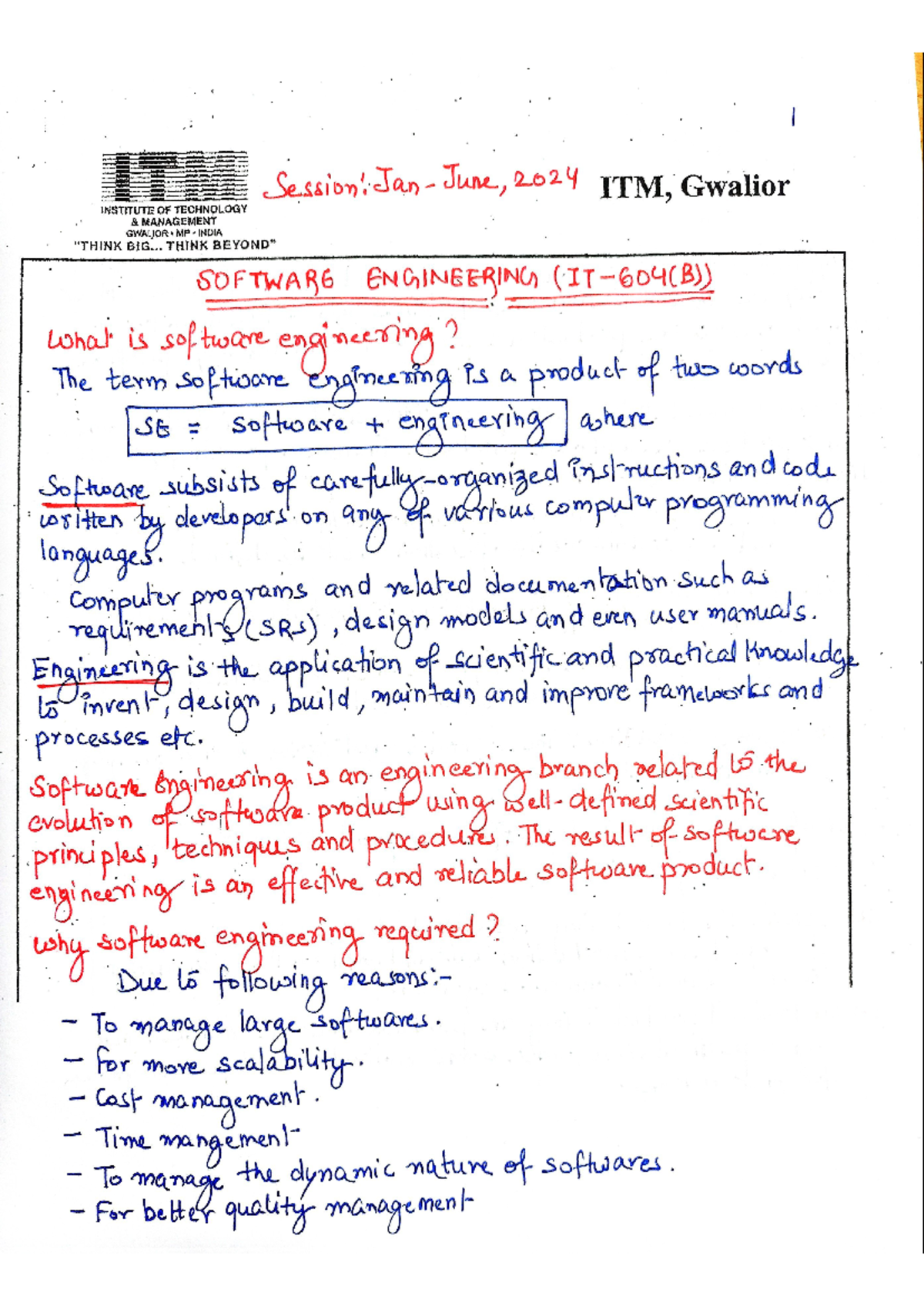 Unit 2 Software Engineering Lecture Notes IT-604(B) - Studocu
