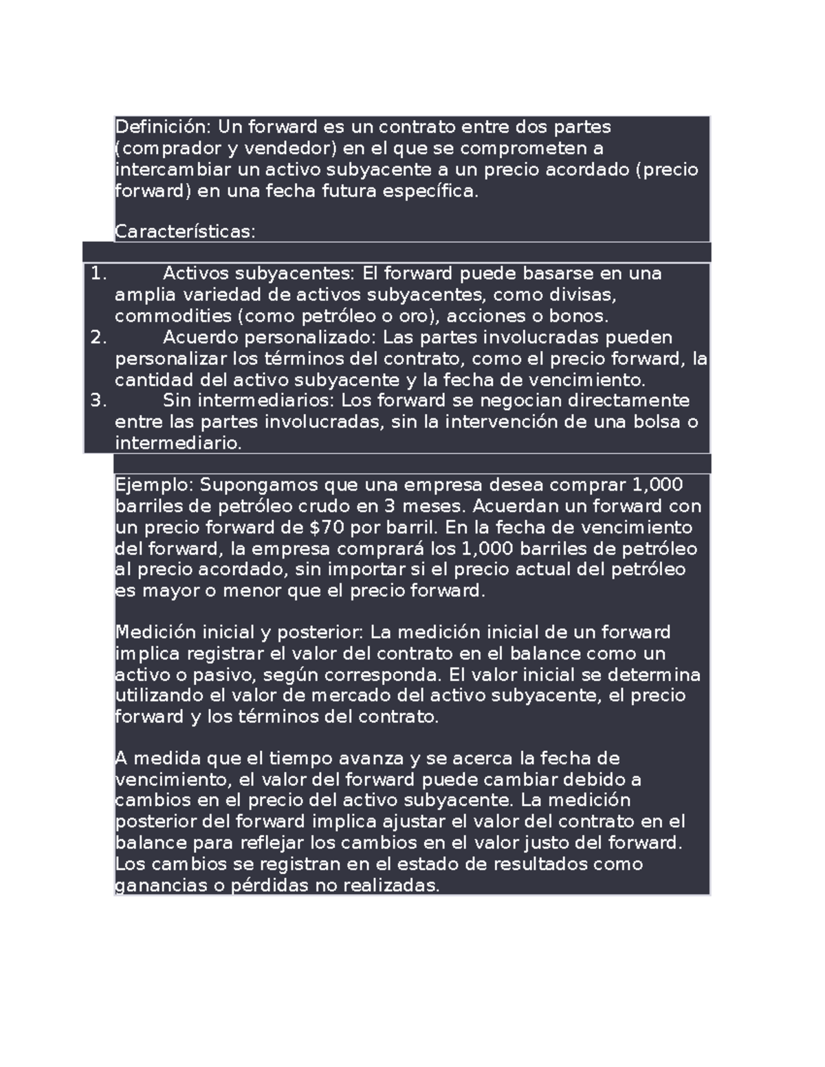 Definición de Contratos Forward y su Tratamiento Contable - Studocu