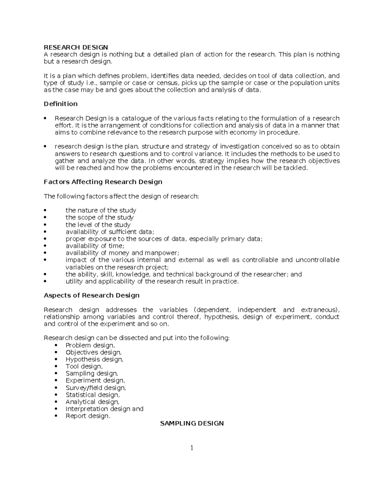 Research Design Notes: Key Concepts and Methodologies - Studocu