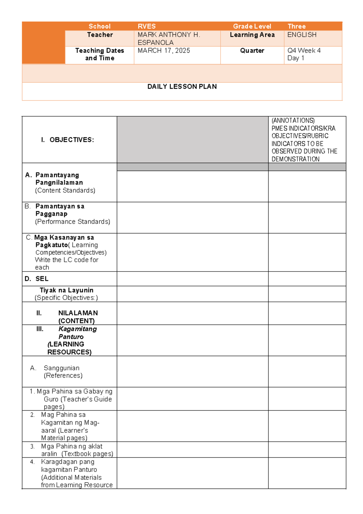 DLP - English 5 - Daily Lesson Plan for Q4 Week 4 - Studocu