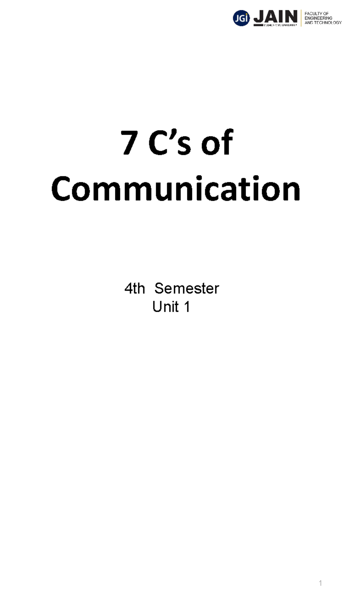 7 C's of communication Unit1 - 7 C’s of Communication 4th Semester Unit ...