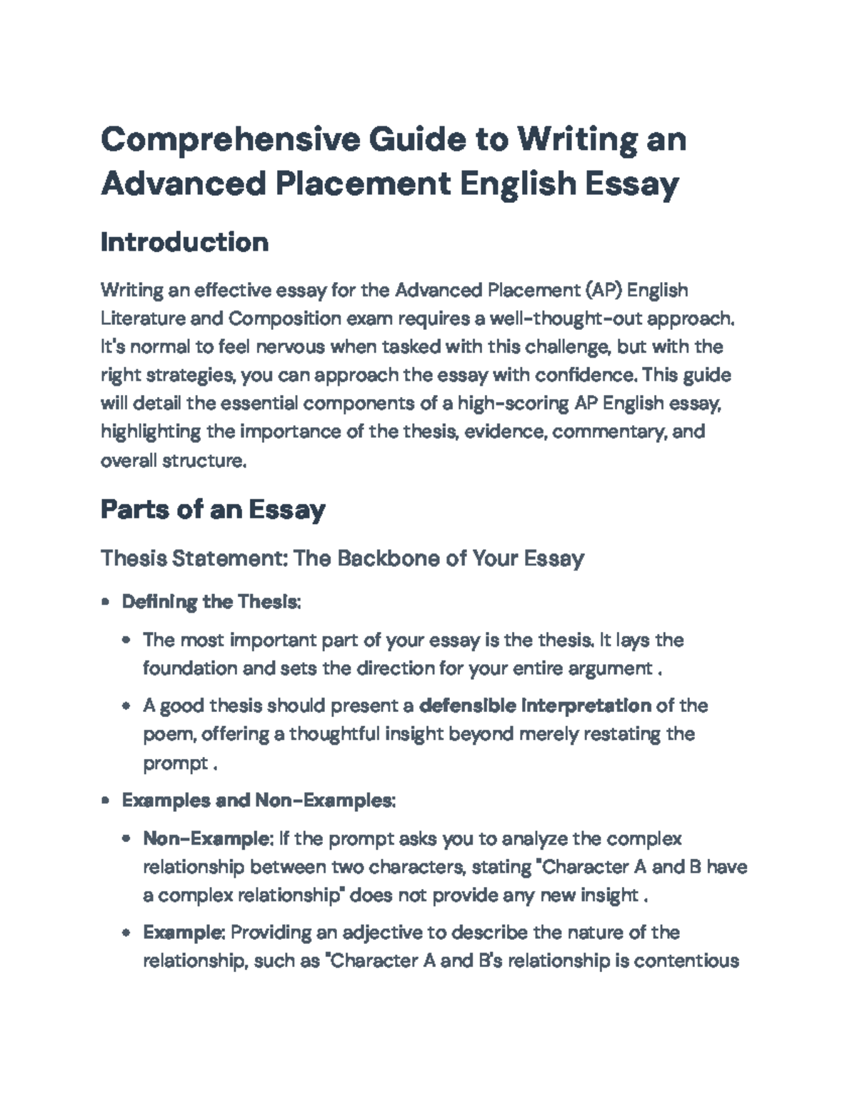 AP English Literature & Comp: High-Scoring Essay Writing Guide - Studocu