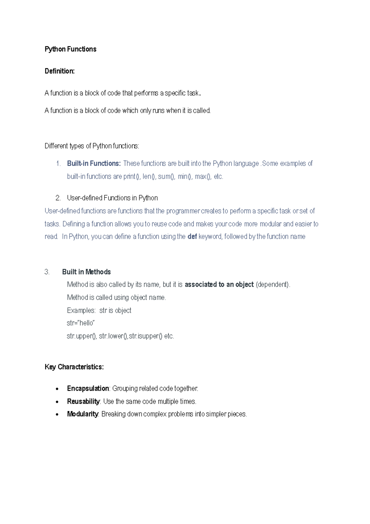 Python Functions Overview: Definitions, Types, and Scope - Studocu