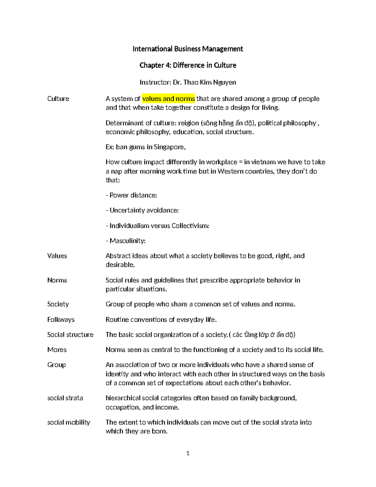 International Business Management CH4: Cultural Differences Explained ...