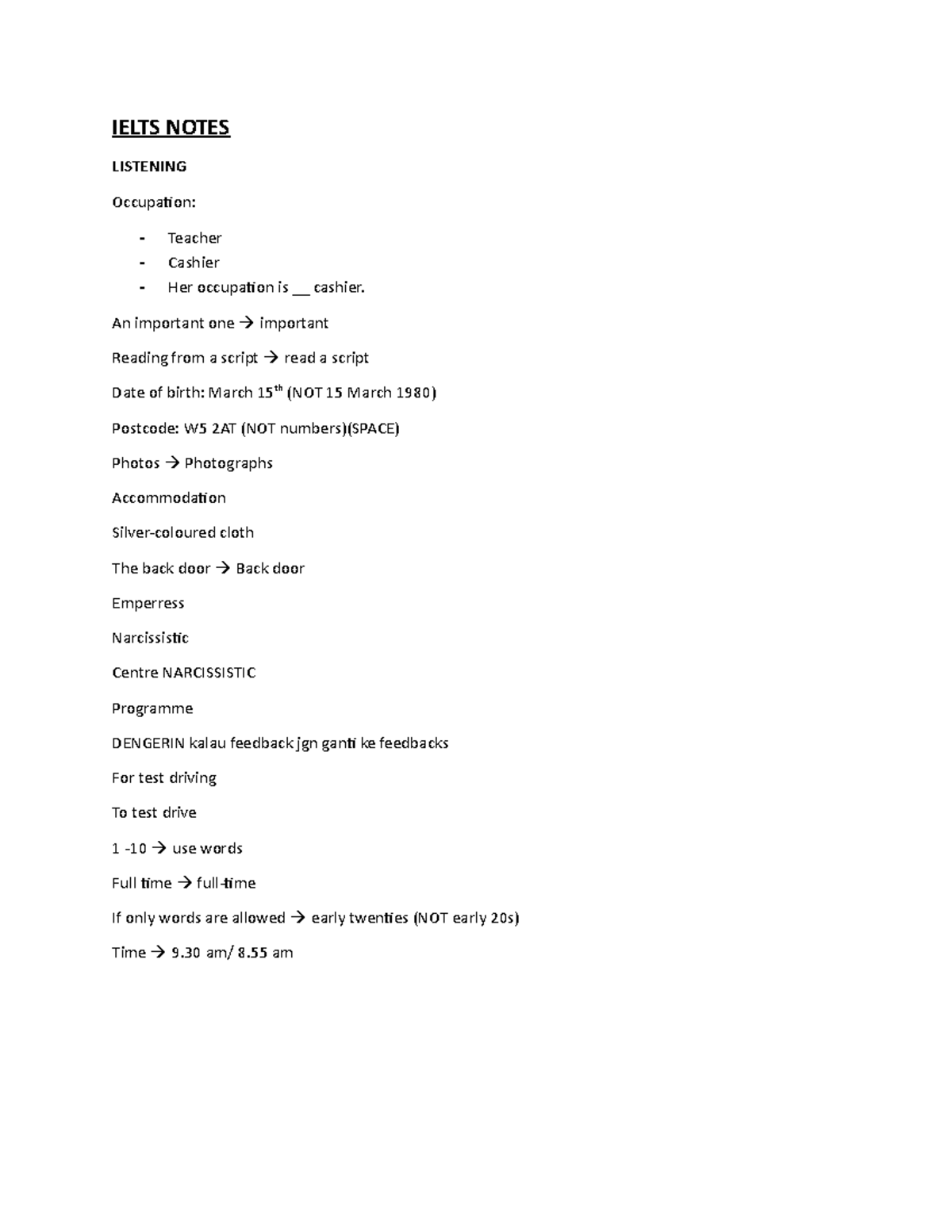 IELTS Study Notes: Listening, Reading, Writing Techniques & Examples ...