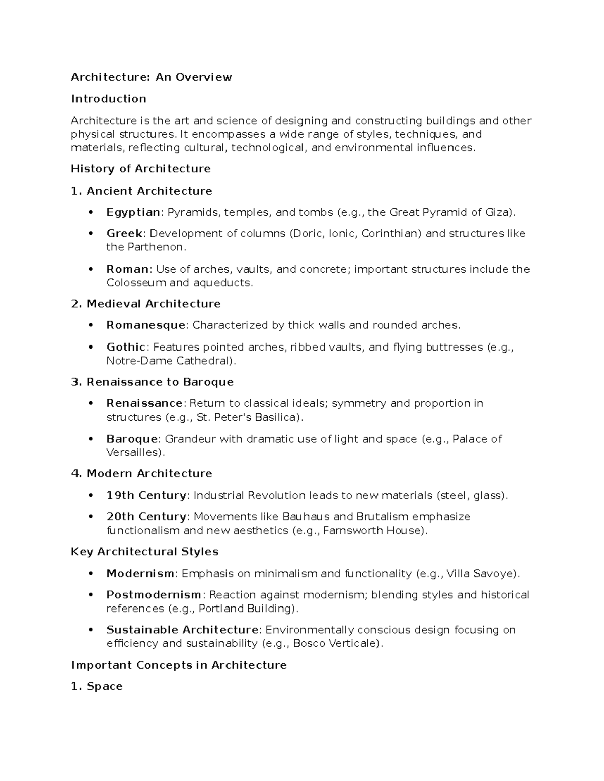 Architecture: An overview of styles and concepts in design notes - Studocu