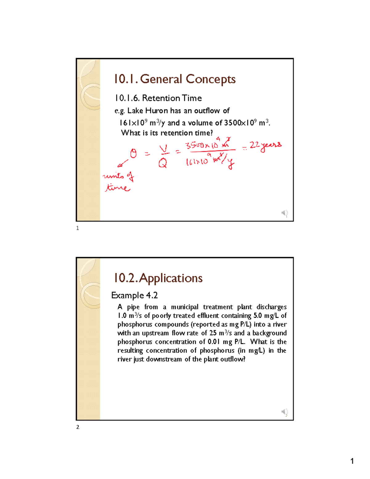 ENVE 2200 Mass Balance 1 Examples - 1 10. General Concepts 10.1 ...