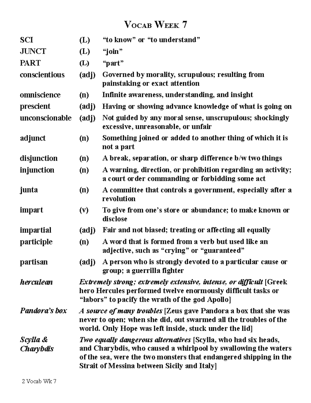 Vocab Week 7 - SCI JUNCT (L) - Key Terms and Definitions - Studocu