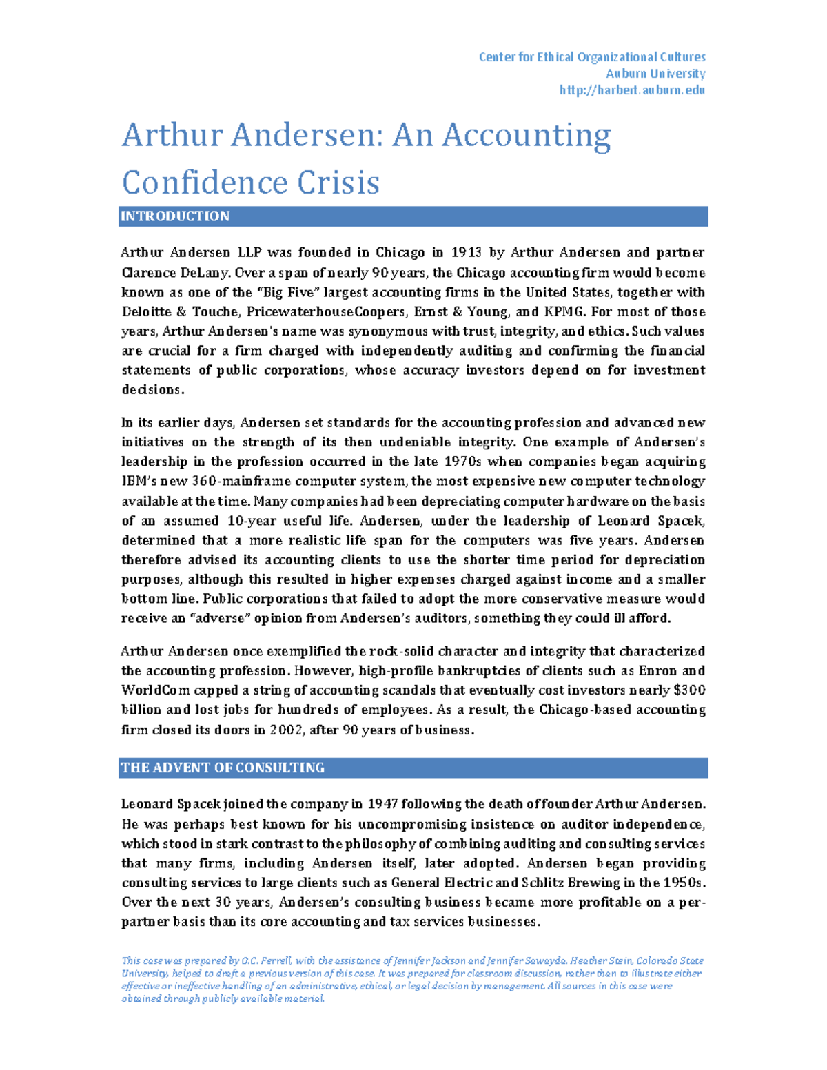 Arthur Andersen: A Case Study in Accounting Ethics and Collapse - Studocu