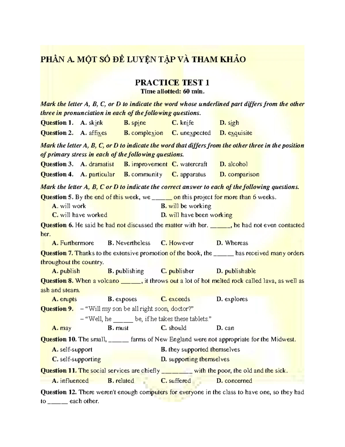 PRACTICE TEST 2 - Preparation for 10th Grade Exam - Studocu