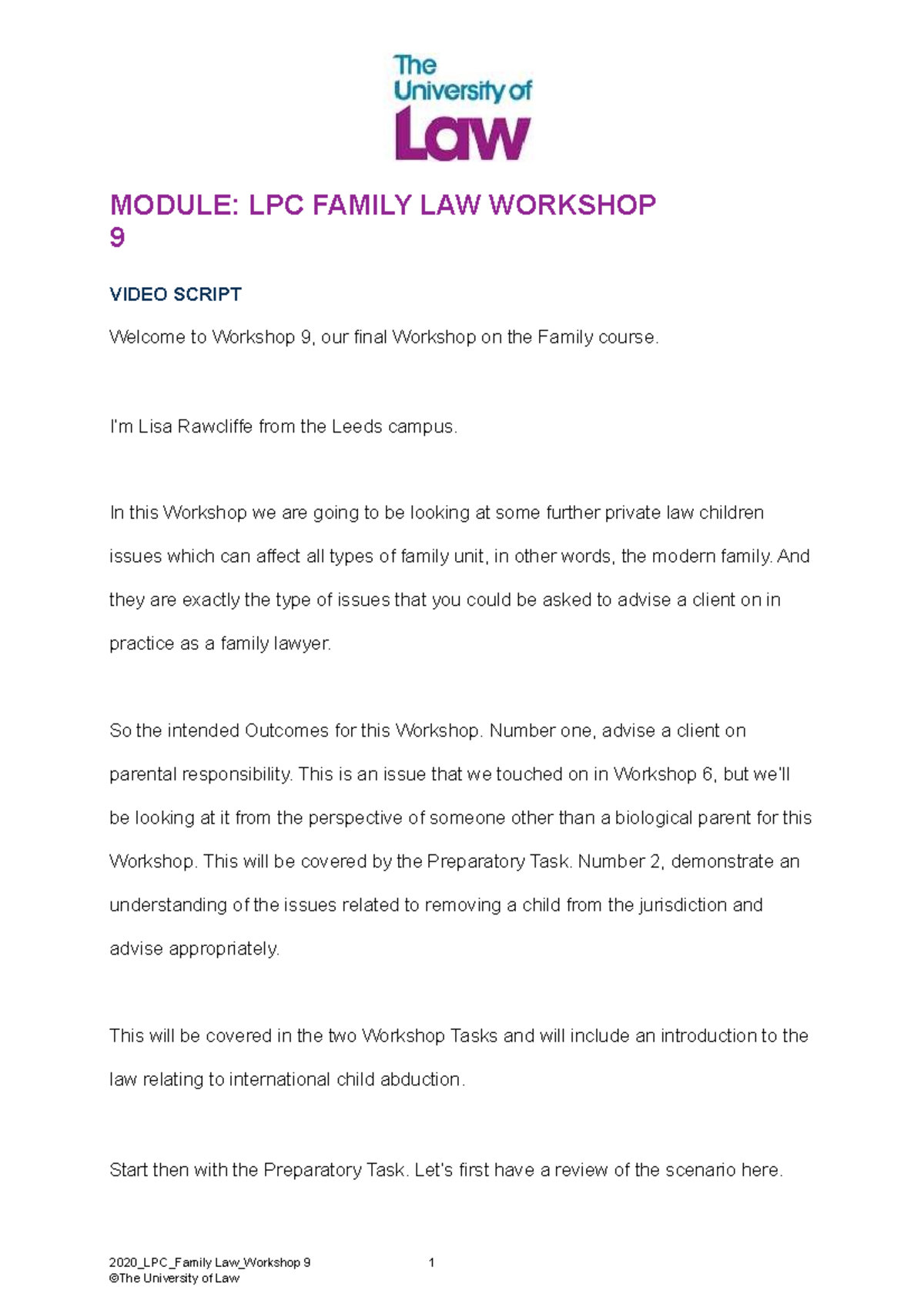 LPC Family Law Workshop 9: Parental Responsibility & Child Abduction ...