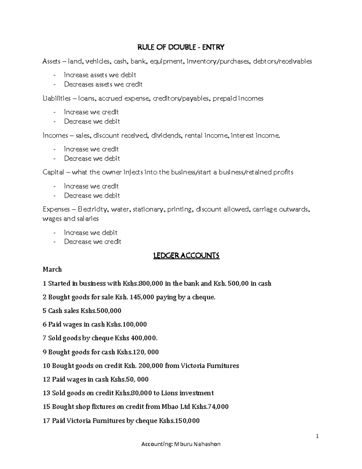 Accounts 241122: Double Entry Accounting Principles and Ledger - Studocu