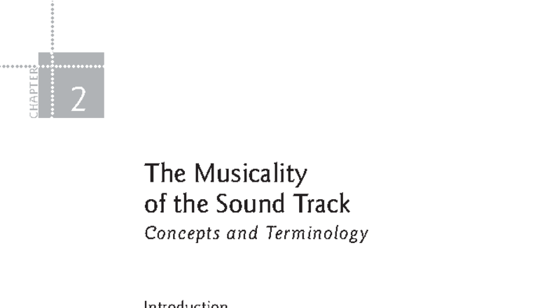 CHAPTER 2: The Musicality of the Sound Track - Concepts & Terminology ...