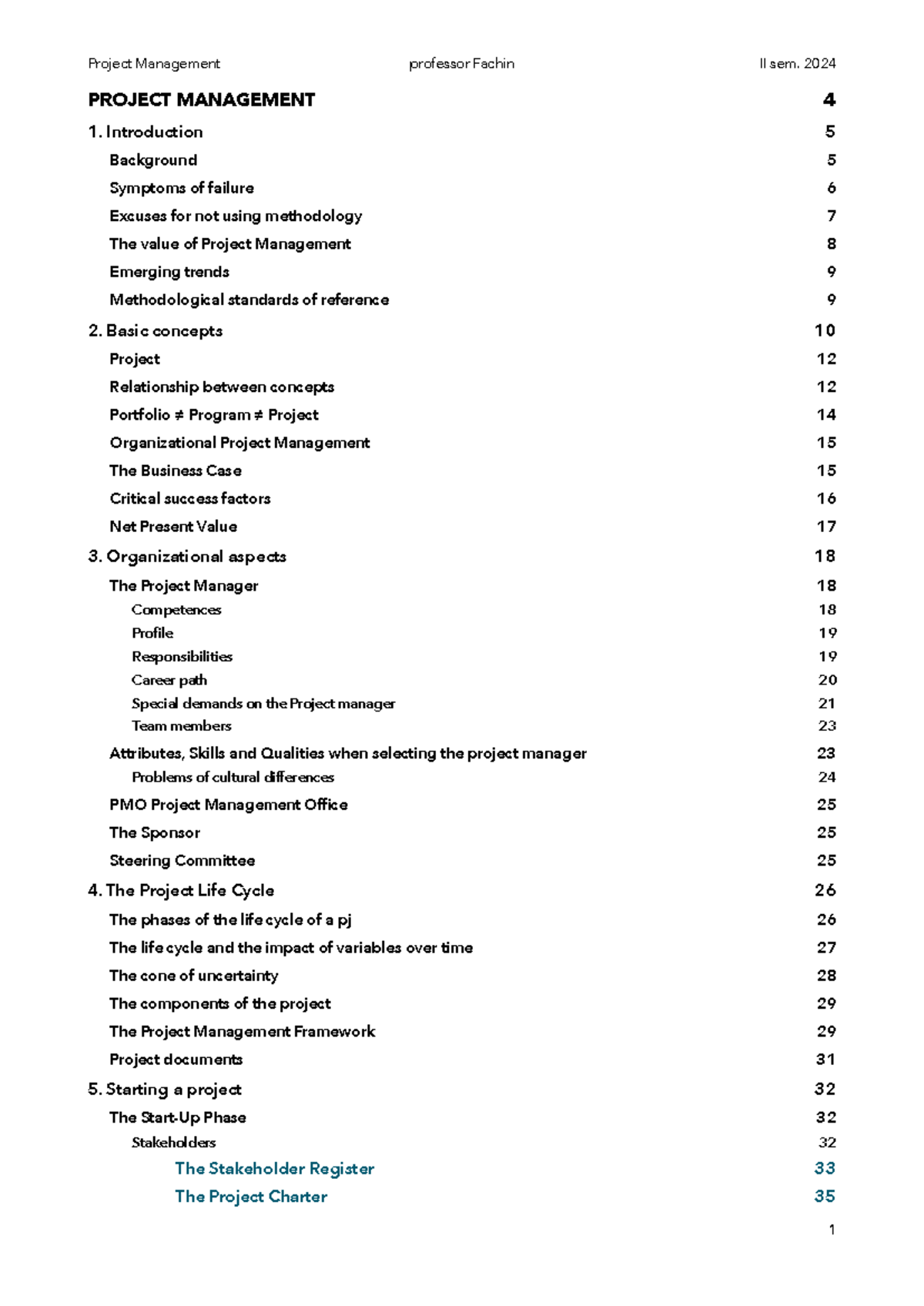 Project Management II Sem. 2024 - Comprehensive Study Notes - Studocu
