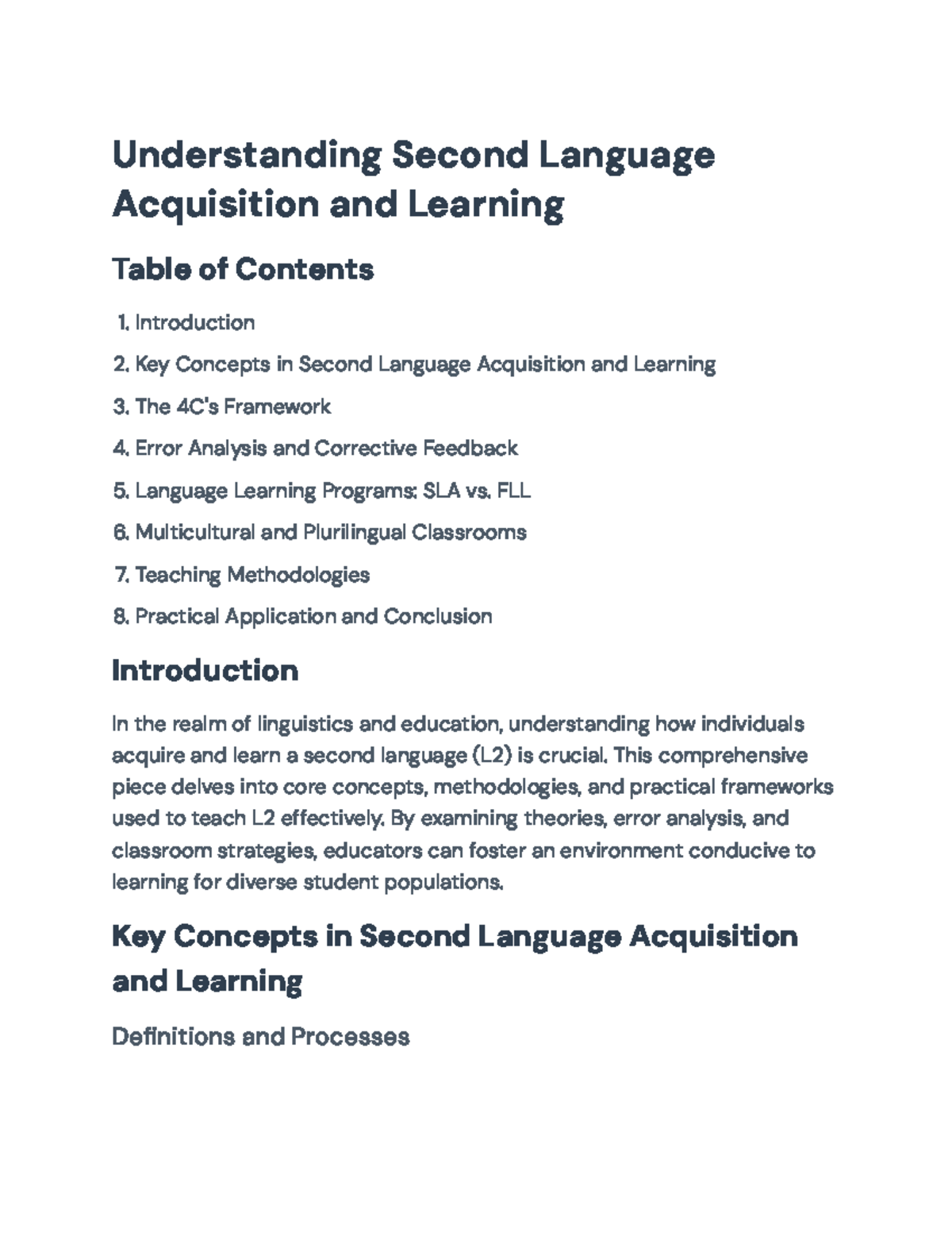 Second Language Acquisition and Learning: Key Concepts and Strategies ...