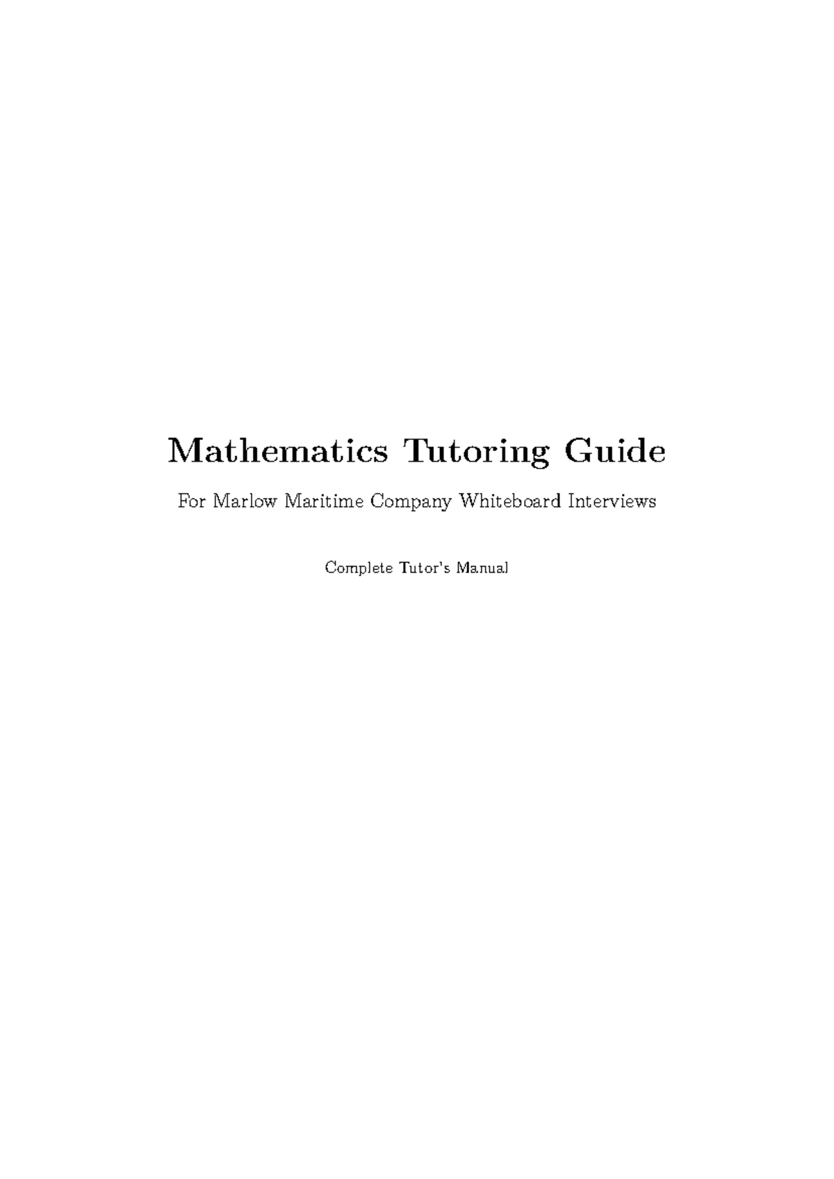 Marlow Maritime Math Tutoring Guide: Whiteboard Interview Prep - Studocu
