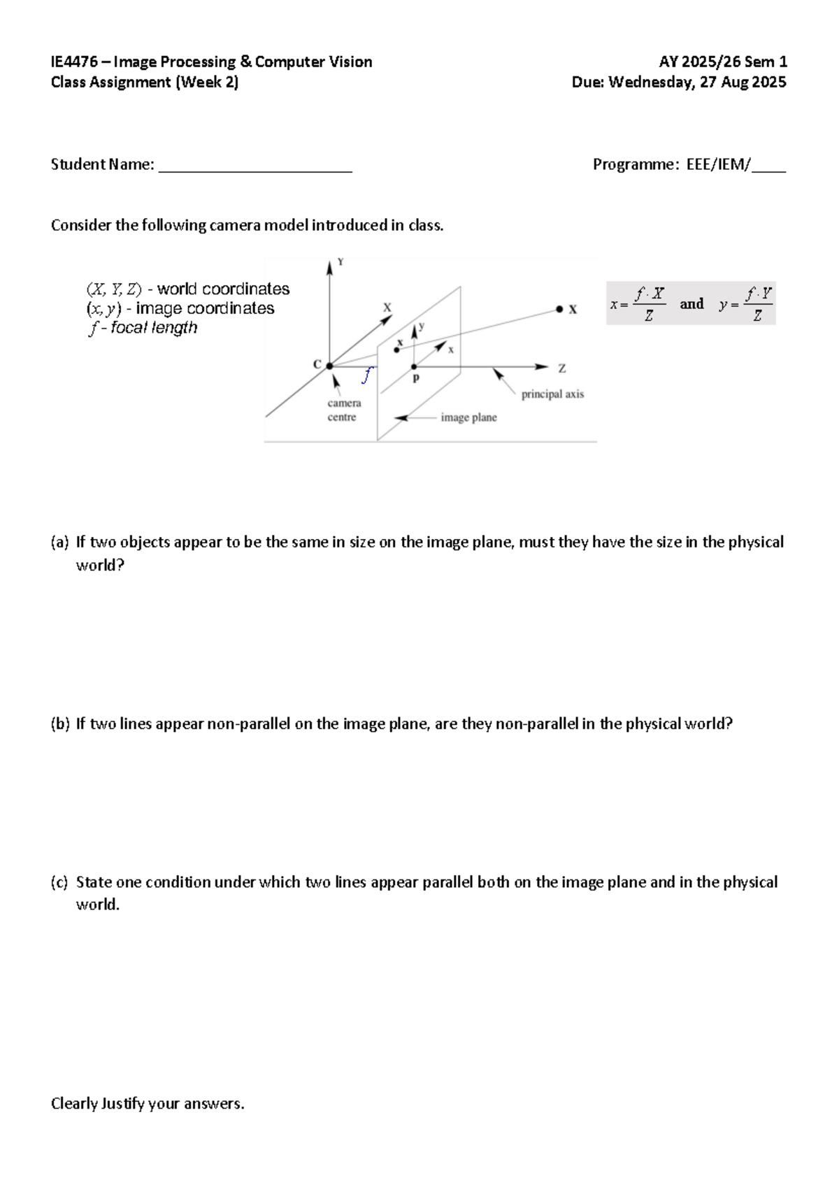 IE4476 Image Processing CV Class Assignment (Week 2) - Studocu