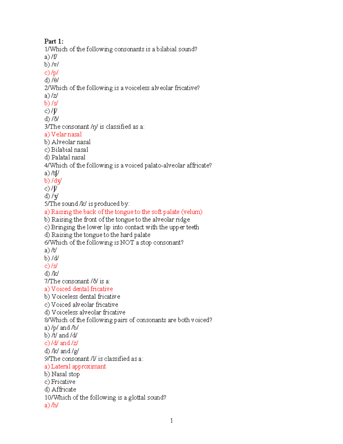 Phonetics & Phonology Assignment 3: Consonant Classification & Sounds ...