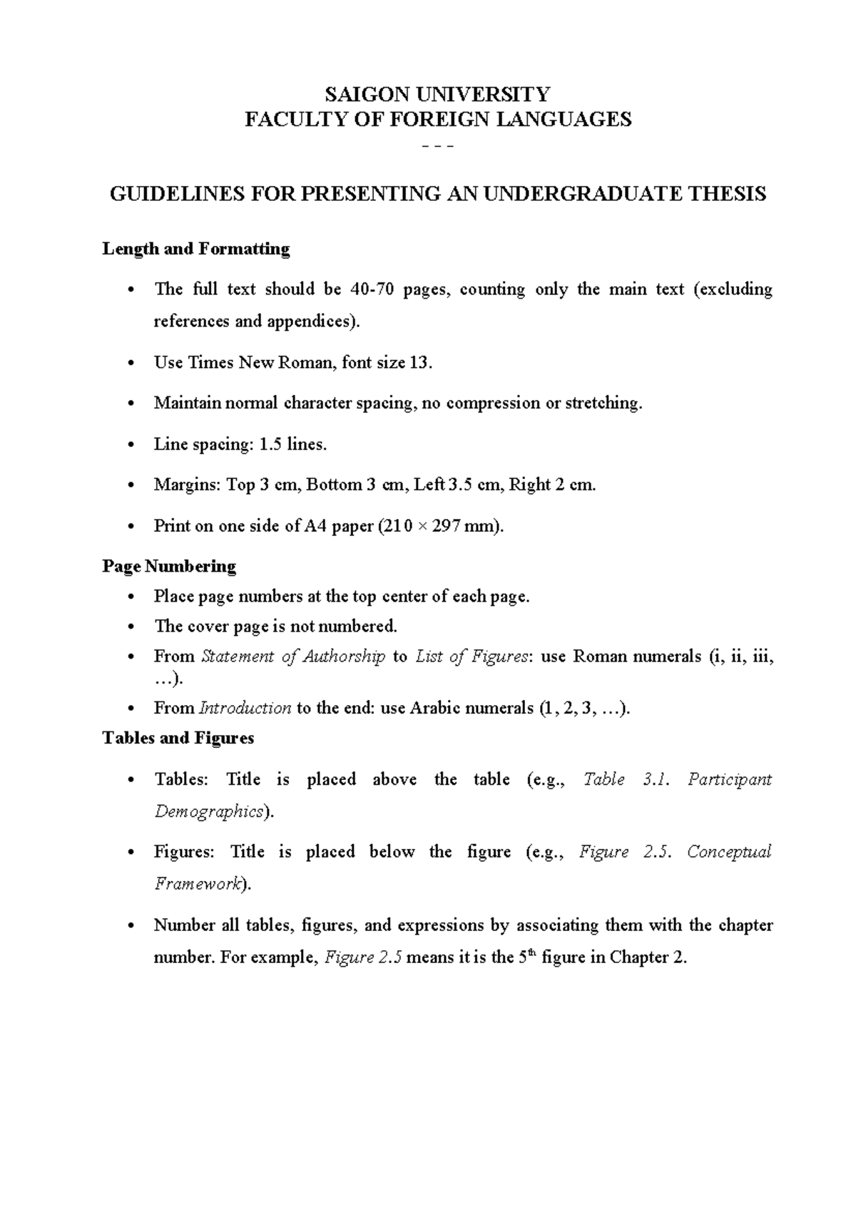 Undergraduate Thesis Structure Guidelines for BA in English Language ...