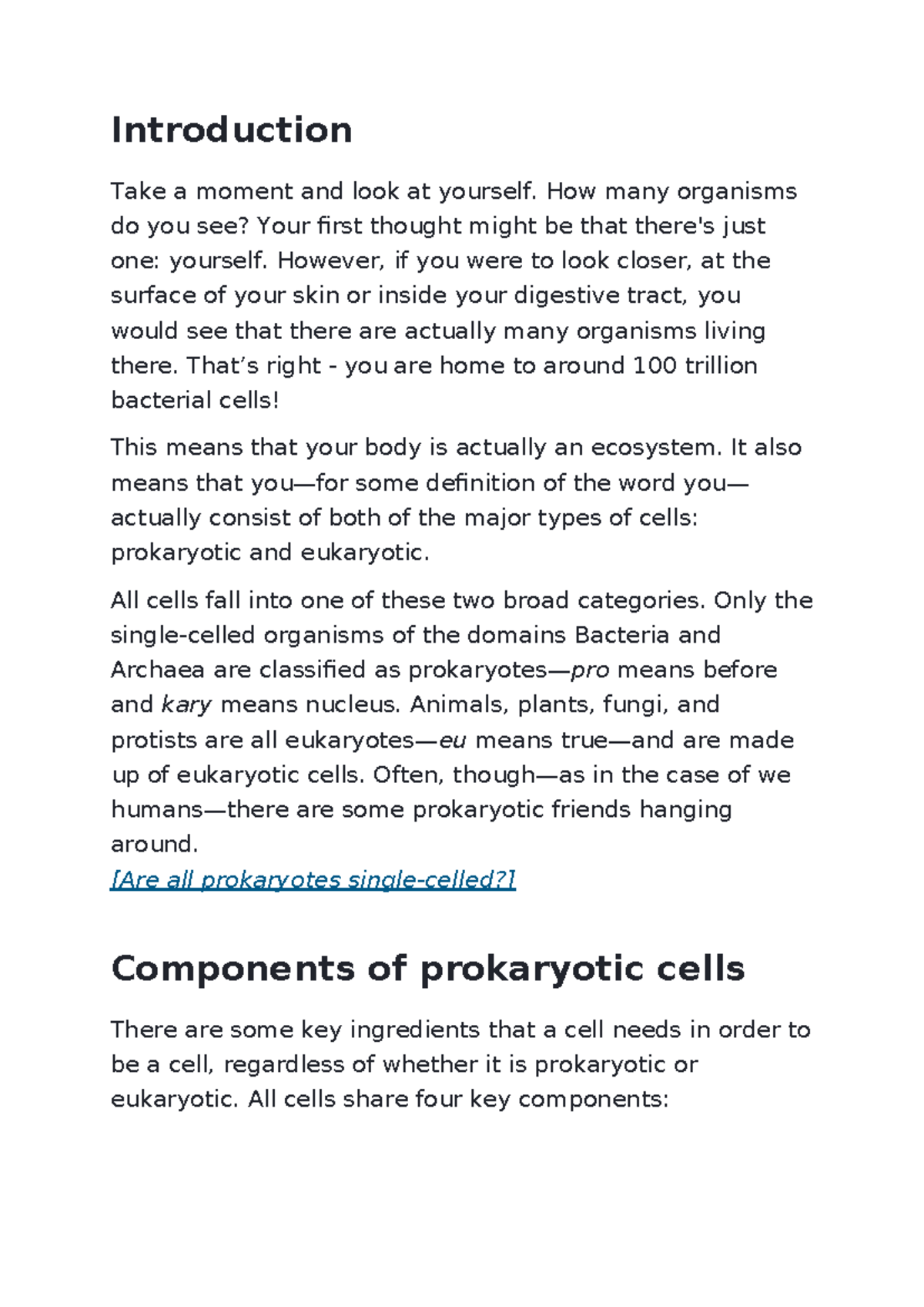 Biology 101: Prokaryotic and Eukaryotic Cells Overview - Studocu